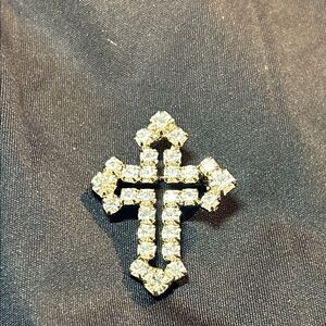 Rhinestone Cross Brooch